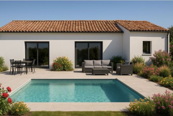 Maison neuve de plain-pied 90 m² avec terrain viabilisé de 408 m² à Pélissanne, proche écoles, commerces et transports