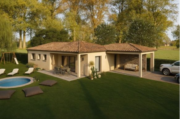 Maison plain-pied 4 chambres à construire sur terrain de 2000 m² à Orgon, proche forêt et centre-ville