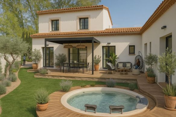 Maison neuve de 120 m² avec suite parentale et garage à Eyguières sur terrain viabilisé de 600 m²