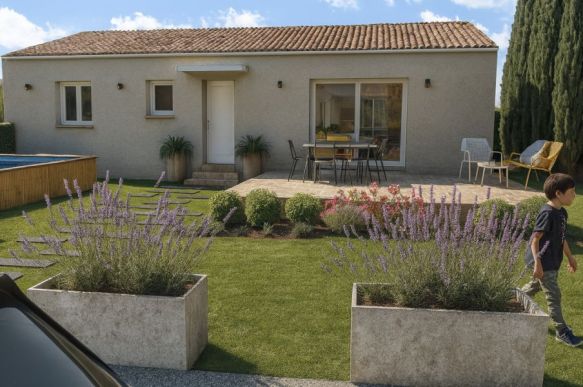 Projet de construction à Miramas maison neuve plain pied 2 chambres sur terrain viabilisé de 285 m2 proche écoles et commodités