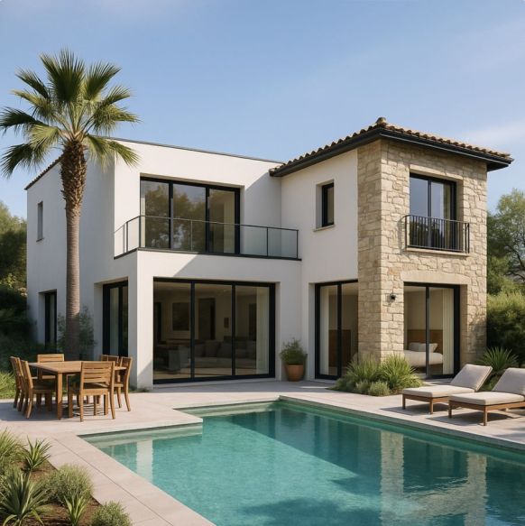 Maison neuve 160 m² avec 5 chambres sur terrain diffus 790 m² à Istres, proche écoles et commodités