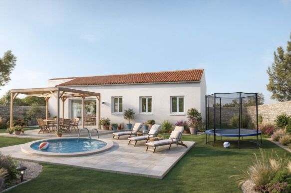 Maison plain-pied 4 chambres avec garage sur terrain viabilisé à Istres, proche écoles et commodités