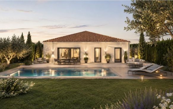 Maison neuve de plain-pied 112 m² avec 3 chambres sur terrain de 490 m² à Vernègues