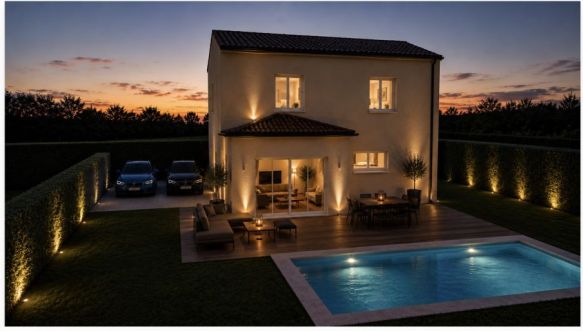 Terrain viabilisé 337 m² à Lambesc – Maison neuve 90 m² avec 3 chambres, garage et jardin