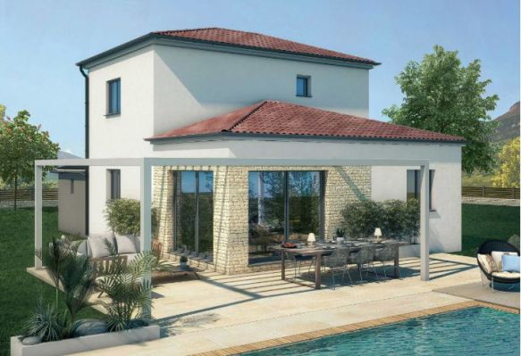 Maison contemporaine neuve de 84 m² avec garage sur terrain viabilisé à Vic-la-Gardiole, proche plages et commodités