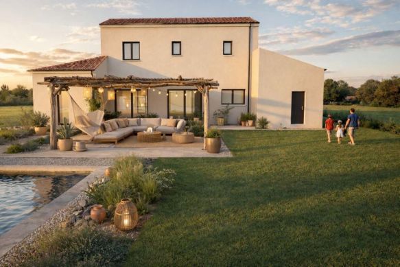 Maison neuve 122 m² avec garage sur terrain de 850 m² à L’Isle-sur-la-Sorgue – secteur Petit-Palais, cadre calme et familial
