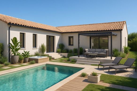 Maison contemporaine à construire à Fontanès (30250) – Plain-pied 4 chambres sur terrain viabilisé de 650 m² proche écoles et commodités