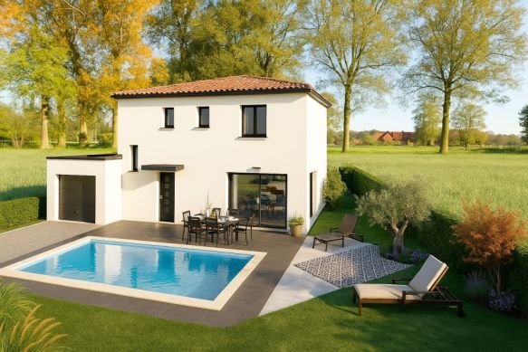 Maison neuve contemporaine 117 m² avec 4 chambres sur terrain viabilisé de 420 m² à Clermont-l'Hérault, idéale pour famille proche écoles et commodités