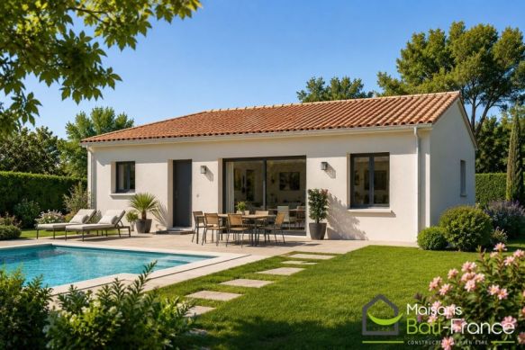Maison neuve 86 m² avec 3 chambres sur terrain viabilisé de 500 m² à Le Thor (84250)