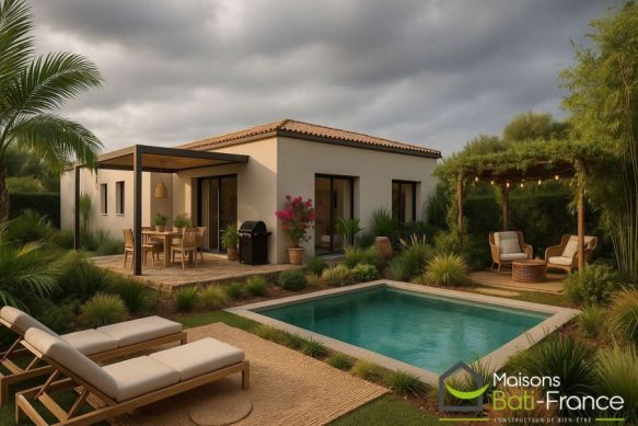 Maison neuve 86 m² avec terrain viabilisé de 360 m² à Rochefort-du-Gard, proche d’Avignon