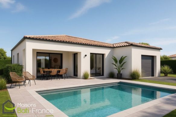 Maison neuve de plain-pied 90 m² avec terrain viabilisé de 860 m² à Caromb, au calme en fond d’impasse