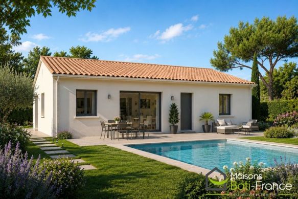 Maison neuve de plain-pied de 86 m² avec terrain viabilisé de 376 m² à Fontvieille (13990)