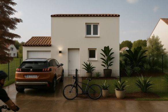 Maison étage 3 chambres et garage à Valergues