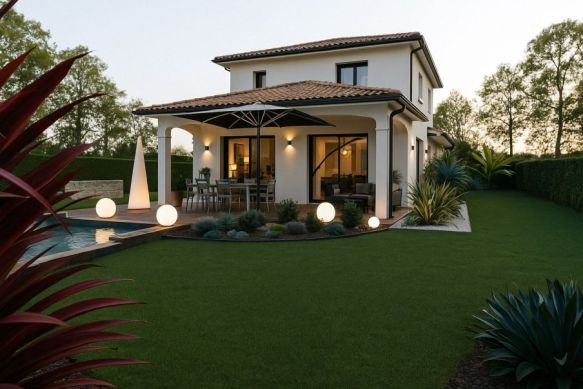 Projet construction Peynier 13790 maison 110 m² cuisine US 3 chambres 1 salle de bains 2 toilettes terrain 465 m²