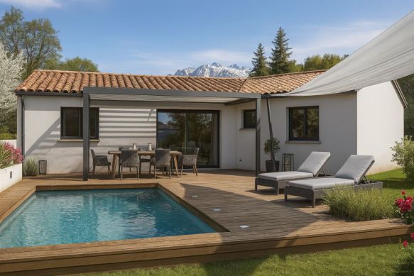 Maison 4 pièces plain pied au calme sans vis à vis vue dégagée