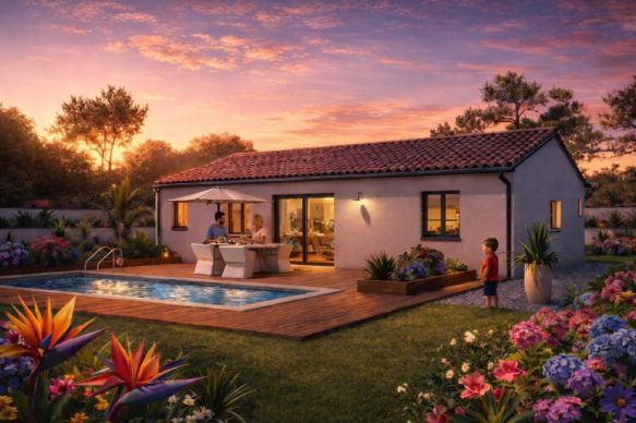 Terrain viabilisé 300 m² avec maison neuve 2 chambres à Poussan proche plages et commodités – idéal investissement locatif ou primo-accédant