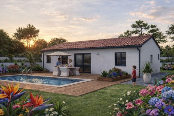 Terrain viabilisé 300 m² avec maison neuve 2 chambres à Poussan proche plages et commodités – idéal investissement locatif ou primo-accédant