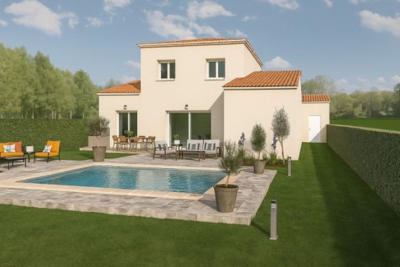 Maison en L de 124 m² avec suite parentale et garage sur terrain viabilisé de 480 m² à Graveson