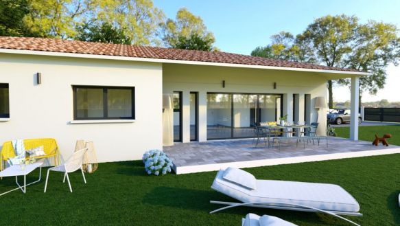 Grande villa spacieuse de 135 m2 avec porcher terrasse couverte sur terrain de 850 m2 au calme exposE Sud sur la commune de cheval blanc (84460)
