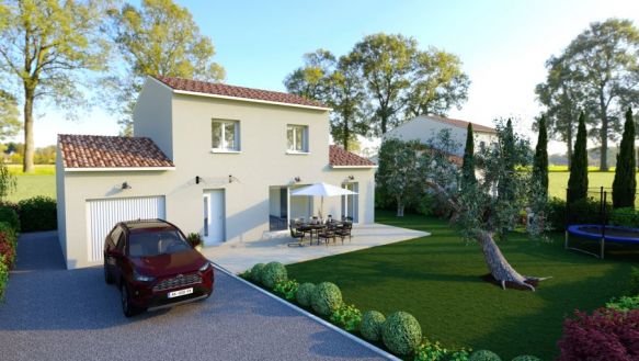 maison à étage de 95m² avec garage de 15m² à l'étage 3 chambres une salle de bains équipée au rdc une pièces à vivre de 45m² avec cuisine ouverte + cellier sur un terrain de 452m² à Istres