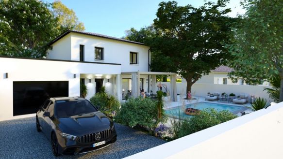 maison de 152 m² avec demi étage + garage au rdc une belle pièces de vie de  67m²  avec cuisine ouverte  une chambre à l'étage 3 chambre une salle de bain sur un terrain de 1000m² sur cornillon-confoux