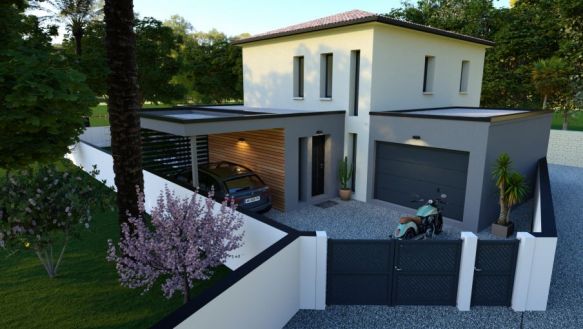 maison moderne à étages 113 m²  suite parentale garage toit plat Grabels 34790