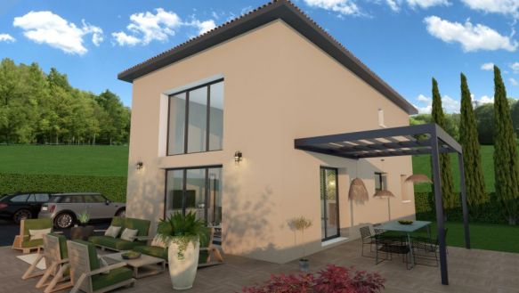 maison à étage de 95m² avec au rdc une pièces a vivre de 45m² + cellier et cuisine ouverte à l'étage 3 chambres une salle de bains équipée sur un terrain de 390m² à st mitres les remparts