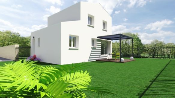 maison à étage de 98m² avec garage au rdv une belle pièces de vie de  48m² avec cuisine ouverte un cellier à l'étage 3 chambres une salle de bains équipée bac à douche extra plat  meuble double vasque sur un terrain de 311m² à Meyreuil