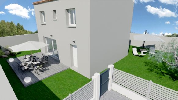 maison à étage de 89m² avec 3 chambre une salle de bain équipée au rdc  une belle pièce de 40m² avec cuisine ouverte cellier sur un terrain de 500m² à fos sur mer