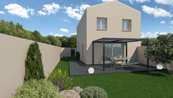 maison à étage de 90m² avec 3 chambres un grand garage de 20m² une belle pièces de vie de 44m² avec cuisine ouvertes sur un terrain de  218m² à port saint louis