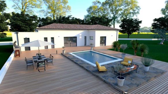 Construction de villa contemporaine dans le village de PRADE LE LEZ sur une parcelle de  917 m²