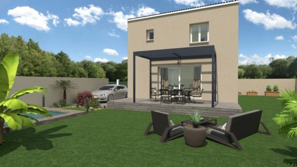 maison a étage de 84m² avec 3 chambres une salle de bains équipée un bac a douche extra plat un meuble double vasque au rdc une pièces à vivre de 37m²  avec cuisine ouverte sur un terrain de 311m² à l'Isle sur la sorgues