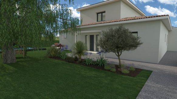 maison à étage de 110m² avec garage de 18m² à l'étage 2 chambres  avec une salle de bain équipée au rdc une pieces a vivre de 50m²  avec cuisine ouvertes + cellier ainsi qu'une suite parentale salle d'eau dressing sur un terrain de 620m² à Berre l'étang