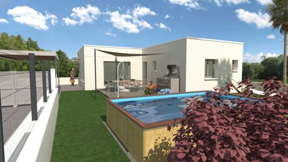 maison contemporaine 2 chambres sur un terrain viabilisé et cloturé de près de 300m2 à l'isle sur la sorgues 84800