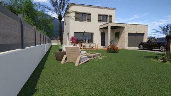 nouveau sur cheval-blanc 84460 sur un terrain de 600m2 exposition sud, projet de maison mixte traditionnelle et contemporaine de 115m2 plus garage