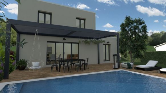 maison à étage de 102m² avec un garage de 16m² 3 chambres + suite parentale au rdc une pièces de vie 42m² avec cuisine ouverte sur un terrain de 612m² à Aureille