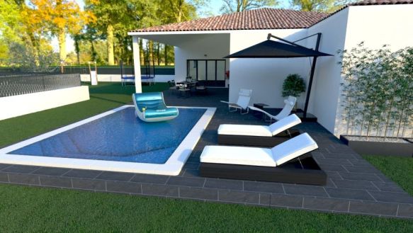 maison de plain pieds de 98m² avec 3 chambres une salle de bain équipée une pièces de vie de 42m² avec cuisine ouverte sur un terrain de 750m² à  ventabren