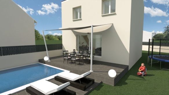 maison à étage de 84m² avec 3 chambres une salle de bains équipée bac à douche extra plat meuble double une pièces de vie de 37m² avec cuisine ouverte sur un terrain de 660m² à Marignane