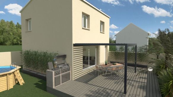 maison étage de 84m² avec 3 chambres une salle de bains équipée bac à douce extra plat 90x120 meuble double vasque une pièces de vie de 37m² avec cuisine ouverte sur un terrain de 192m² à pertuis