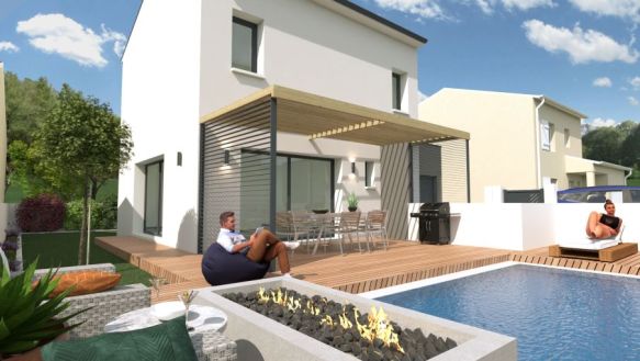 Villa neuve à étage avec garage + terrain à St Thibéry (34630)