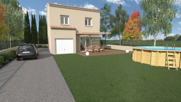 Maison à bâtir de 84 m² avec garage 3 chambres terrain viabilisé de 465 m² à Aix-en-Provence norme RE2020 et carrelage dans toutes les pièces