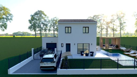 Maison étage avec garage toit plat à MUS