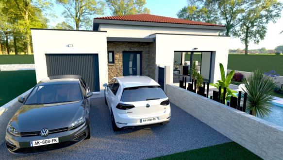 Maison contemporaine neuve à Gigean 34770 – Plain-pied 88 m² avec suite parentale et terrain viabilisé