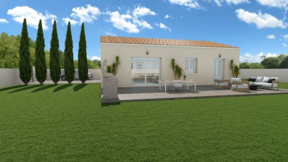 maison de plain pieds de 86m² avec 3 chambres une pièces de vie de 38m² avec sa cuisine ouverte salle de bains équipée menuiserie ainsi que volet roulant et domitique dans toutes la maisons sur un  terrain  de 480m² à Sénas