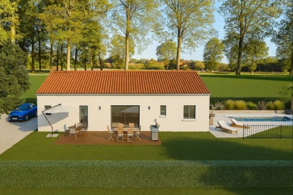 Maison neuve 85 m² à construire à Salindres sur terrain clos de 700 m² avec garage, portail et puits