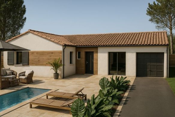 Maison plain pied contemporaine T4 sur parcelle de 700m2 vie dégagée