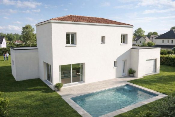 Maison neuve RE2020 de 116 m² avec garage sur terrain de 635 m² à Puyricard, proche centre d’Aix-en-Provence, écoles et commodités