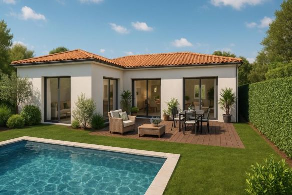 Maison neuve 110 m² de plain-pied avec suite parentale et garage 20 m² à Lamanon terrain viabilisé 630 m² proche écoles et commodités