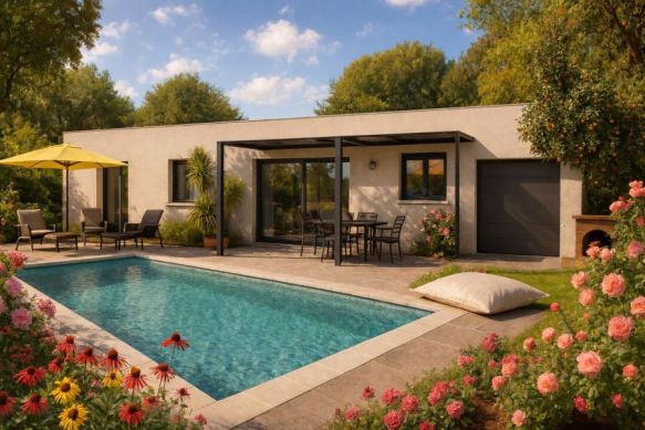 oui  ChatGPT a dit : Maison contemporaine de plain-pied de 68 m² avec 2 chambres sur terrain de 330 m² à Lespignan (34710)
