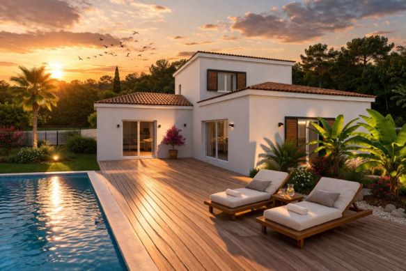 Maison contemporaine 140m2 et garage au calme